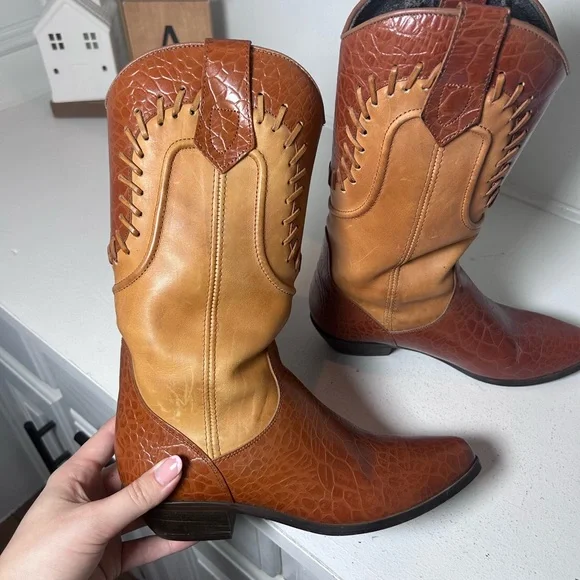 Dingo Women’s Western Cowboy Boots Two-Tone Leather Vintage Style Size 6.5M - Picture 6 of 8